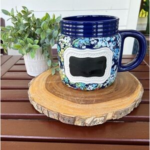 Jumbo mega tea coffee mug cup floral flower planter w/ chalk insert